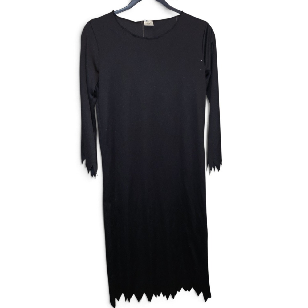 Spirit Halloween Costume Dress Womens Medium Black Good Jagged Hem Long Sleeve
